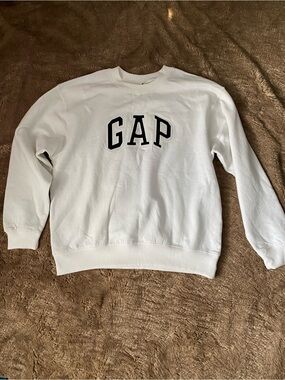 GAP White Crewneck with Black Appliqué Logo